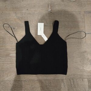 Black Ribbed Knit Crop Top